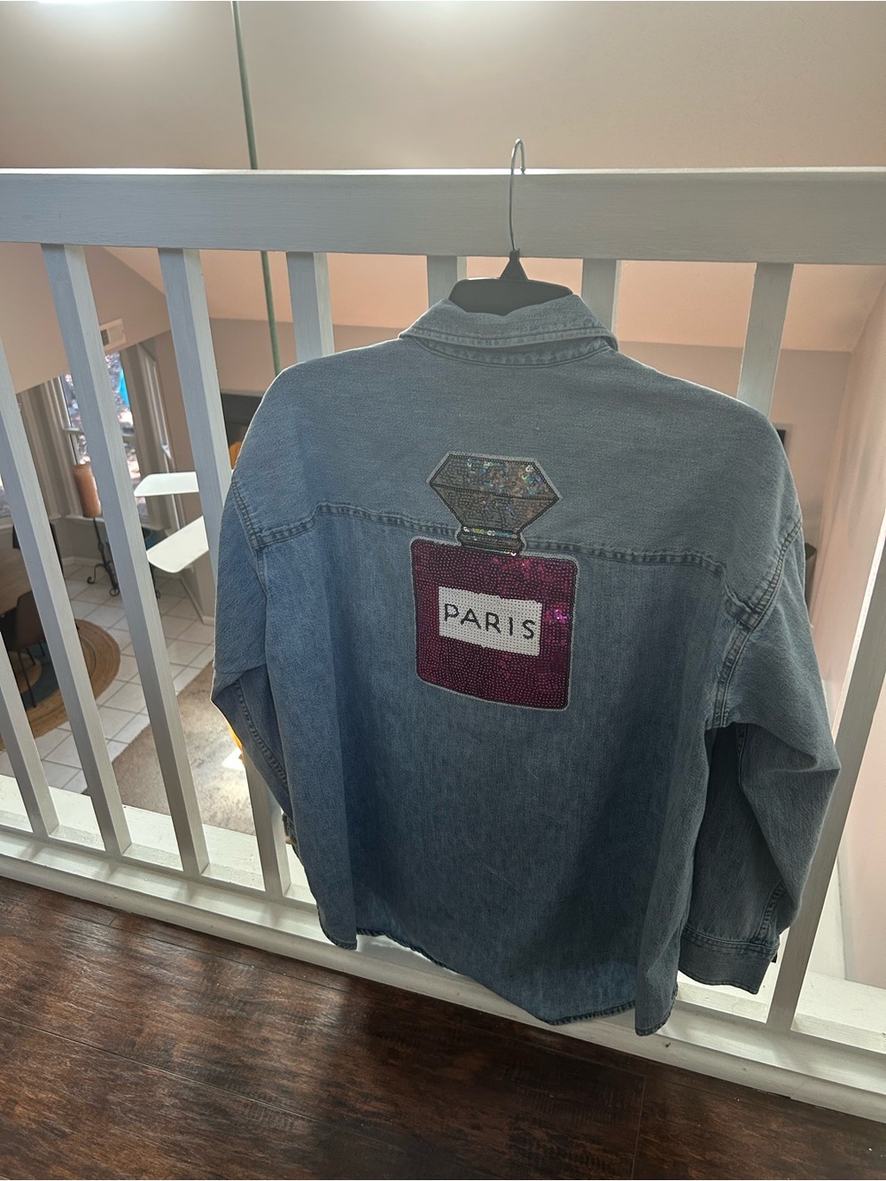 Denim ladies shirt with patches